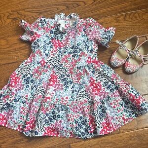 Janie and Jack Floral Kids Dress with Matching Shoes